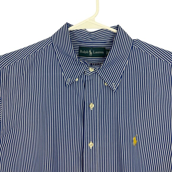 Ralph Lauren Shirt Men's Extra Large Long Sleeve Button-Down Shirt‎ Striped Blue - Picture 3 of 12